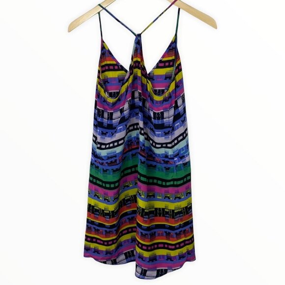 Rory Beca 100% Silk Waiverly Mini Dress Bohemian Print Shift V-Neck Size XS Boho - Picture 7 of 8